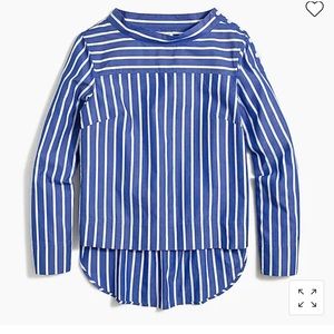 Striped funnelneck top in cotton poplin